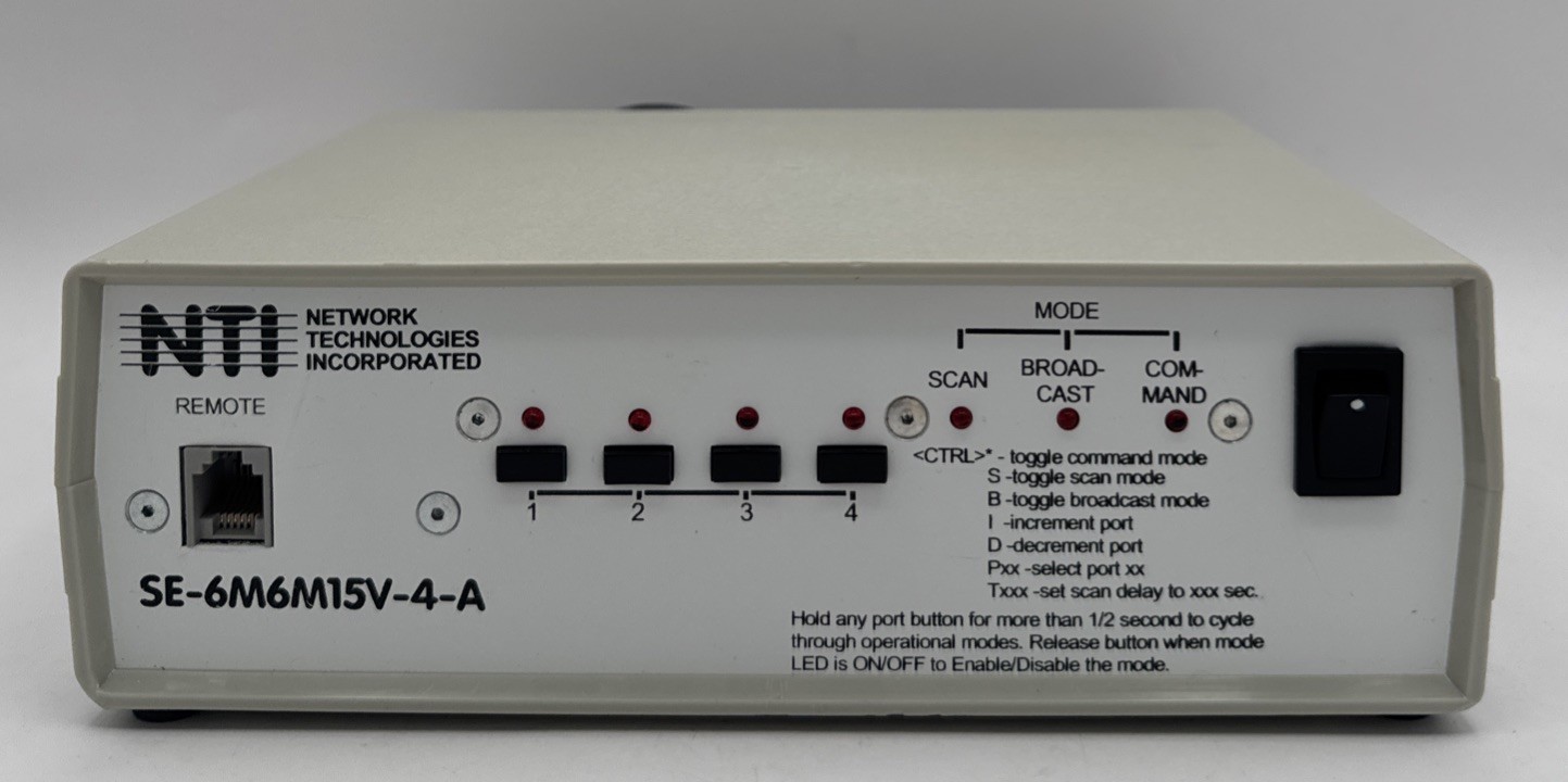 Network Technologies NTI SE-6M6M15V-4-A PS/2 KVM Server Switch (r1s9.8), Tested