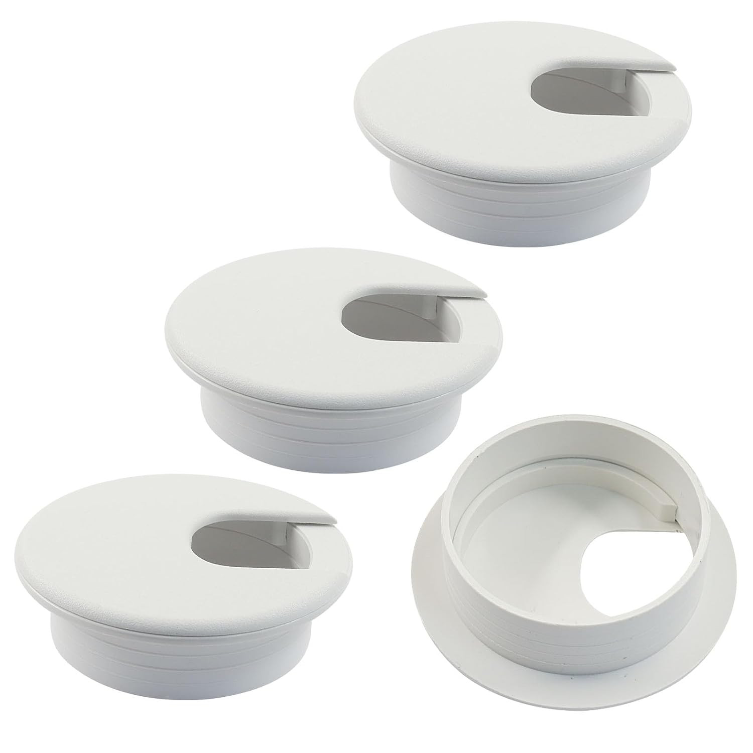 4 Pcs 2 Inch White Desk Grommet, Plastic Cable Hole Cover
