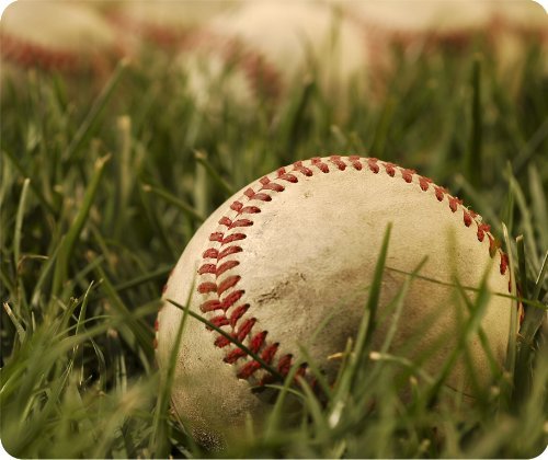 Baseball In Grass On Field Thick Mouse Pad