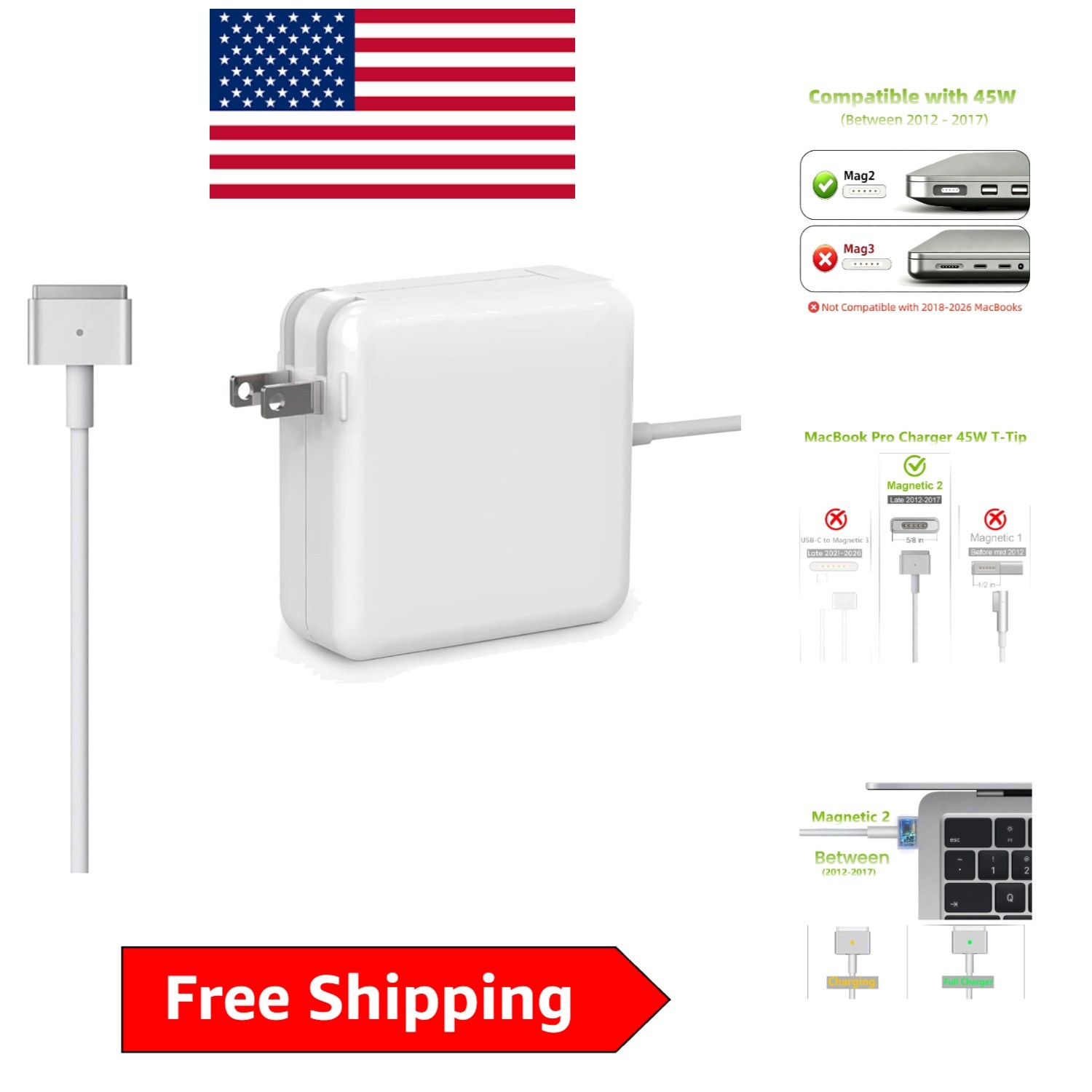 Revolutionary 45W Mag 2 Laptop Charger for MacBook Air 11'' & 13'' Devices