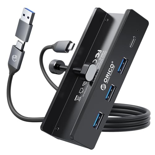 ORICO USB 3.0 Hub 4-Port Clamp Mount Aluminum Black