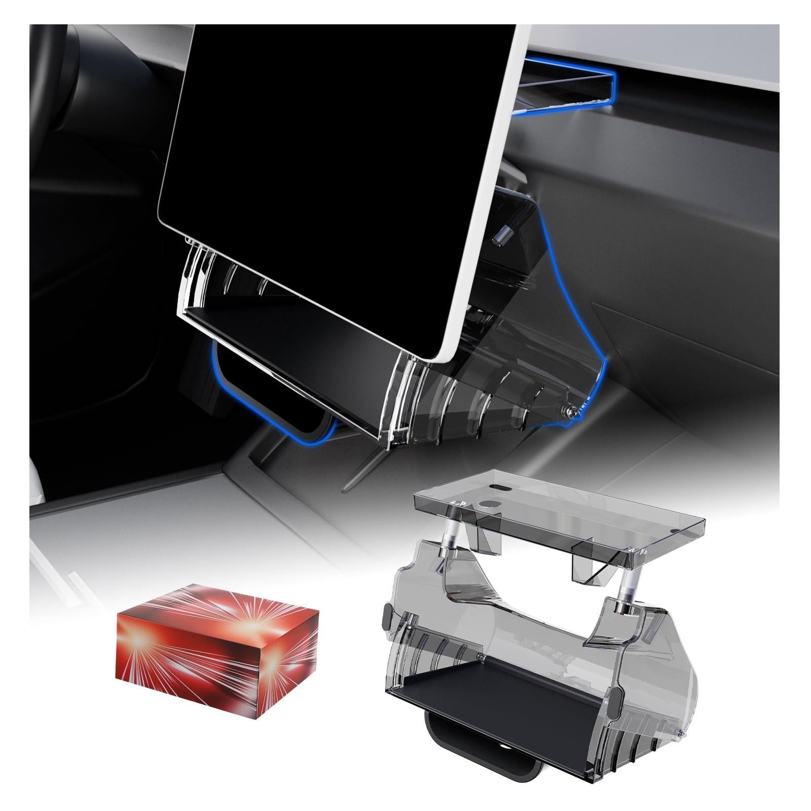 Hideable Under Screen Storage Organizer Fit for Tesla Model Y Juniper 2025 20...