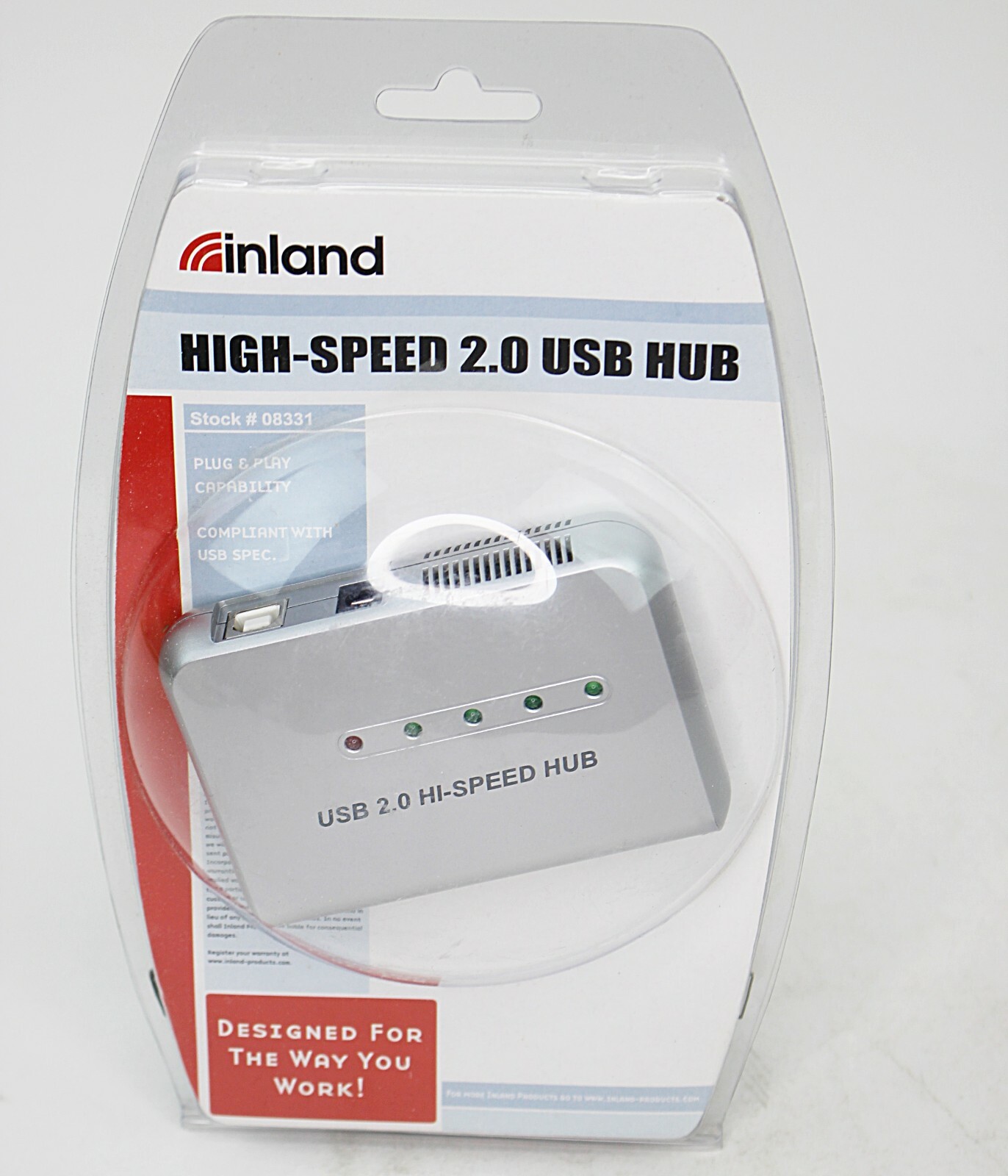 Brand New Inland High-Speed 2.0 USB HUB, Powered #08331 Plug n Play Sealed