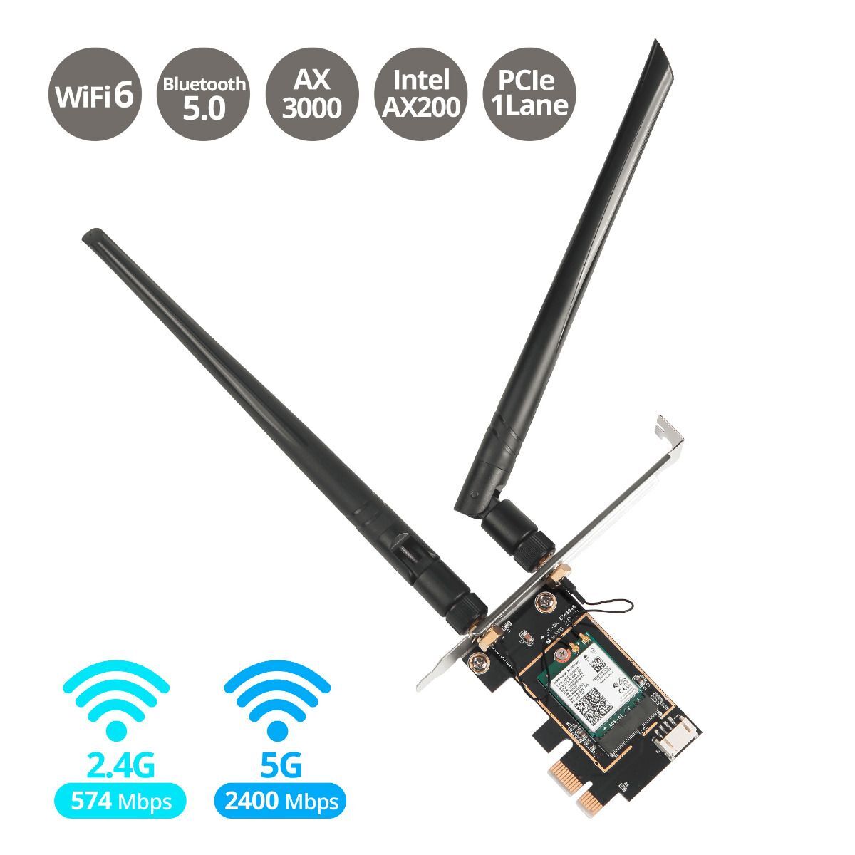 SIIG WiFi 6 Dual Band Ethernet PCIe Card Adapter Add On Network- AX3000
