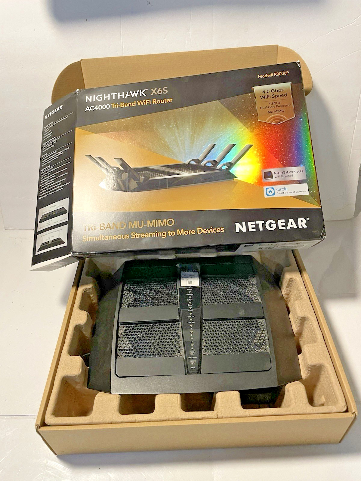 NETGEAR Nighthawk X6S AC4000 Tri-Band Wi-Fi Router R8000P, WORKS, ORIGINAL BOX