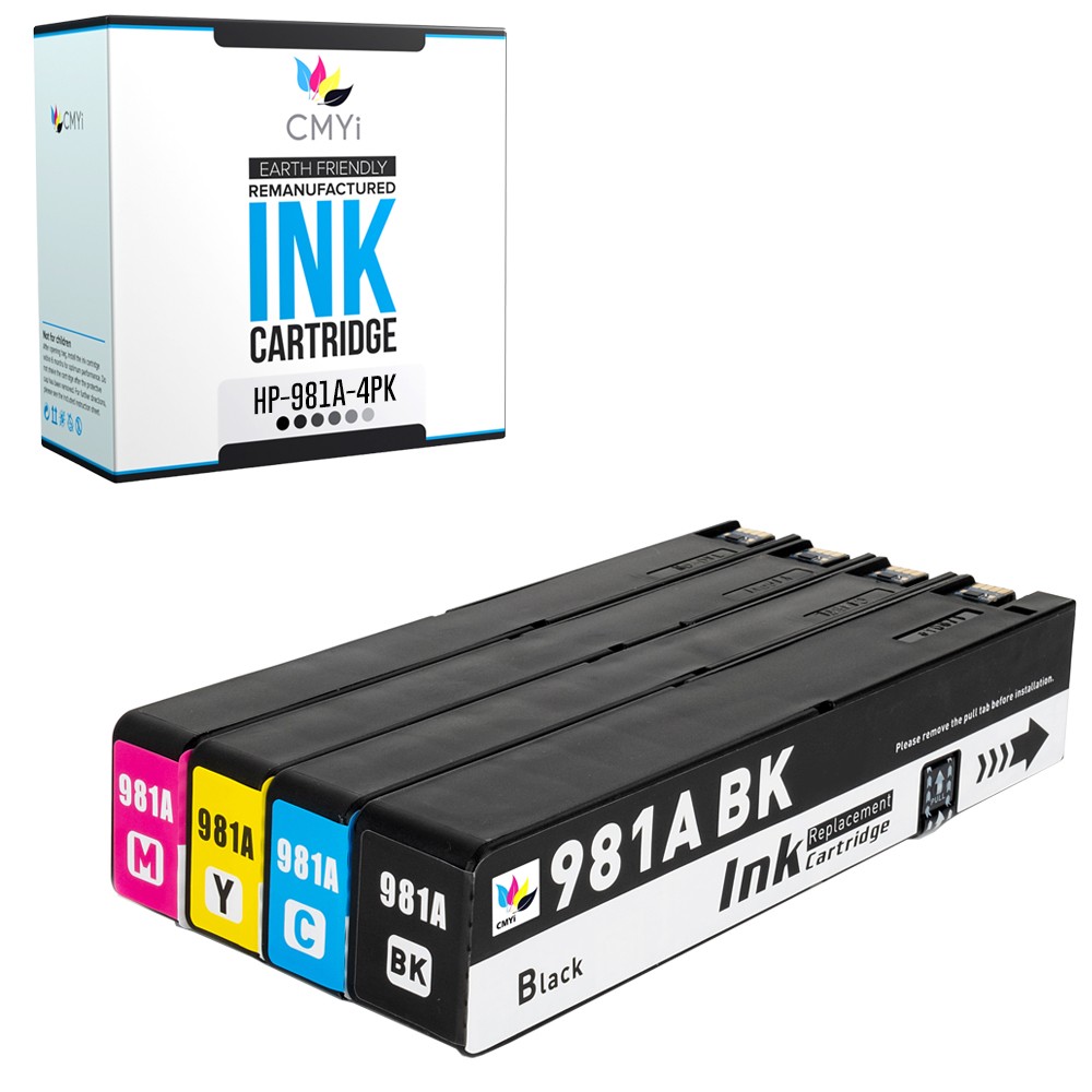 4-Pack Compatible CMYi 981A Ink fits HP PageWide Managed Color MFP E58650dn