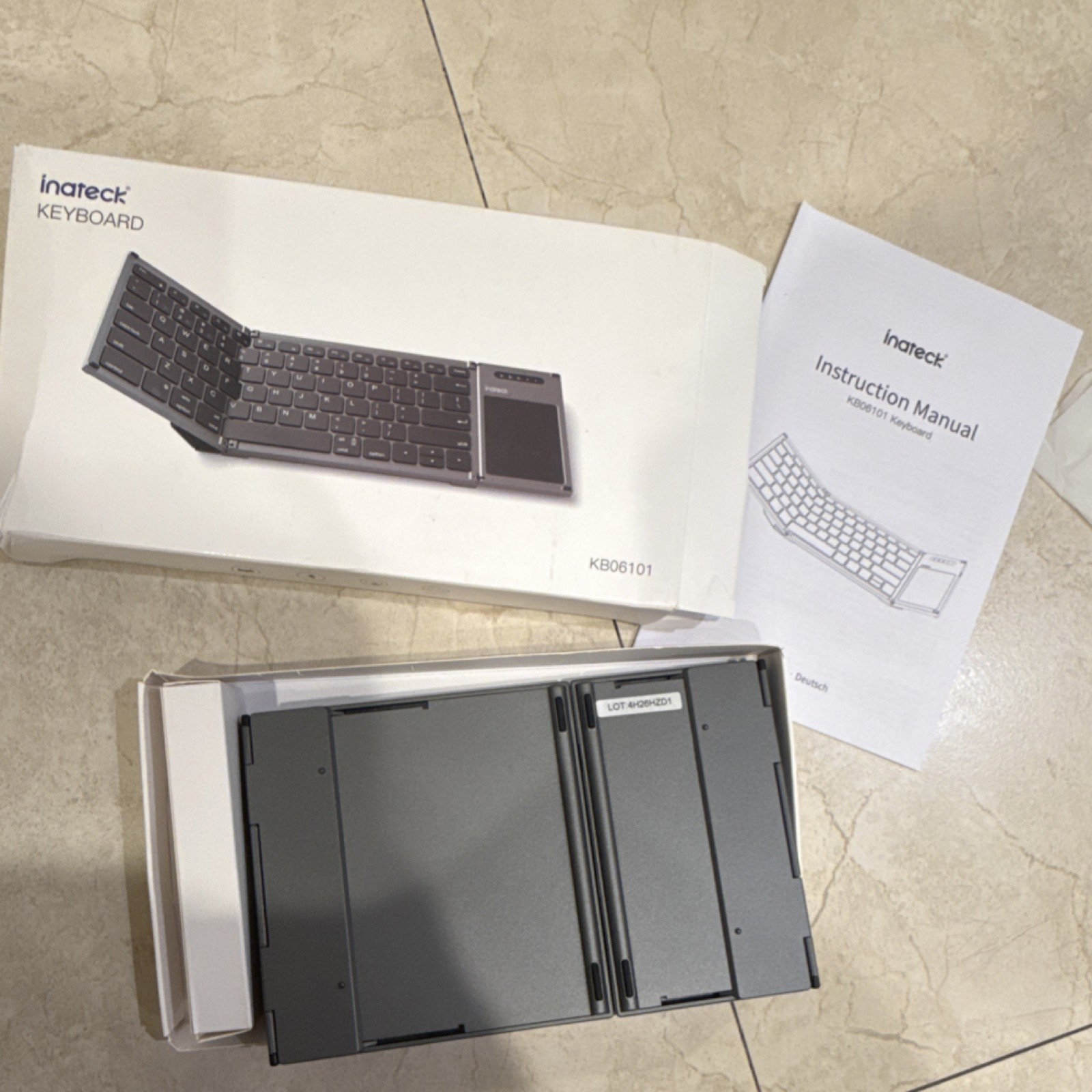 Inateck KB06101 Wireless Foldable Keyboard w/ Touchpad QWERTY Aluminum Gray