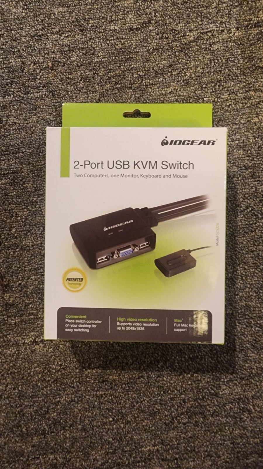 3 PCS-IOGEAR 2-Port USB KVM Switch VGA Cable with Cables and Remote Model GCS22U