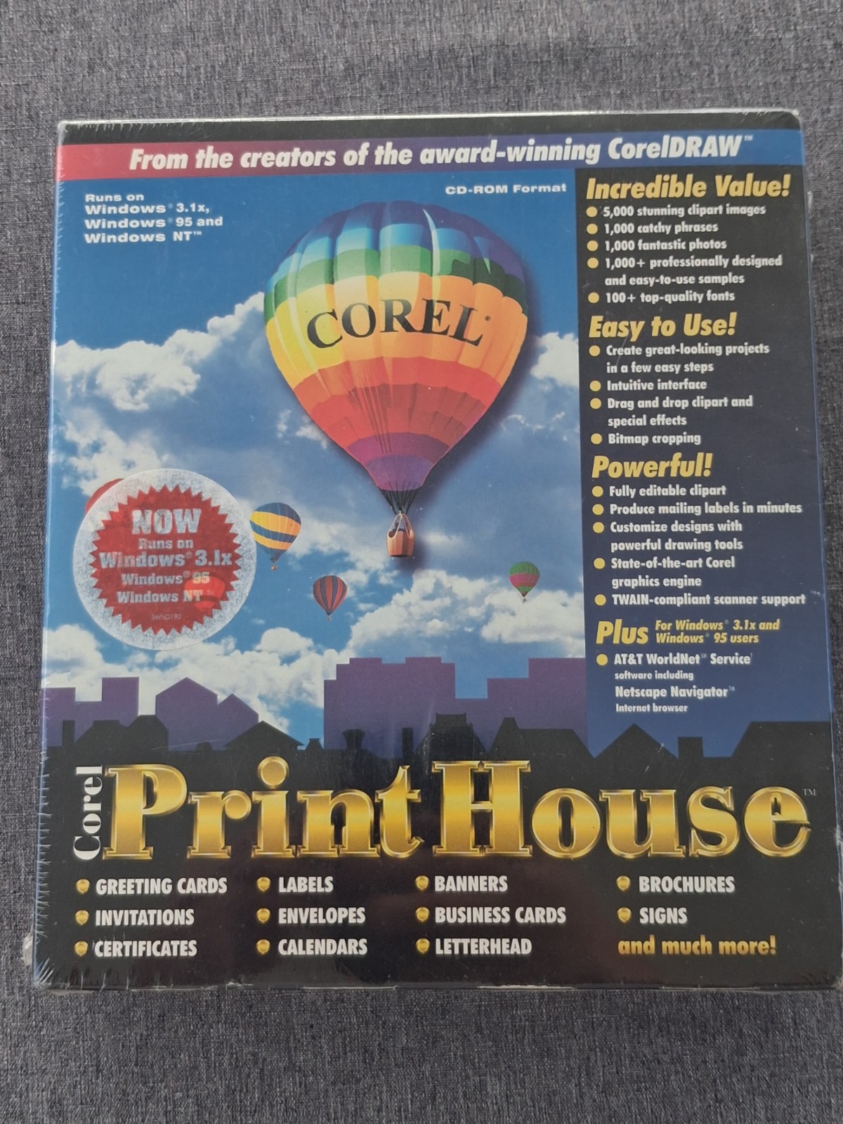 Corel Print House CD-ROM Windows 95 3.1x NT New Sealed