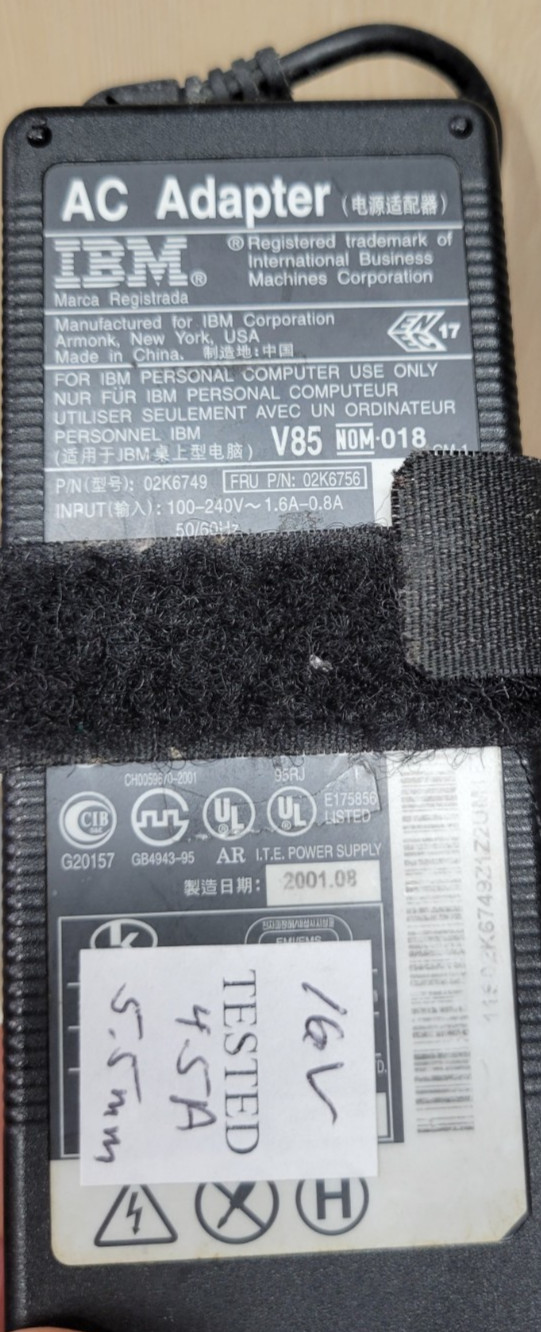 IBM Genuine ThinkPad 16V 4.5A AC Power Adapter 02K6749 - 