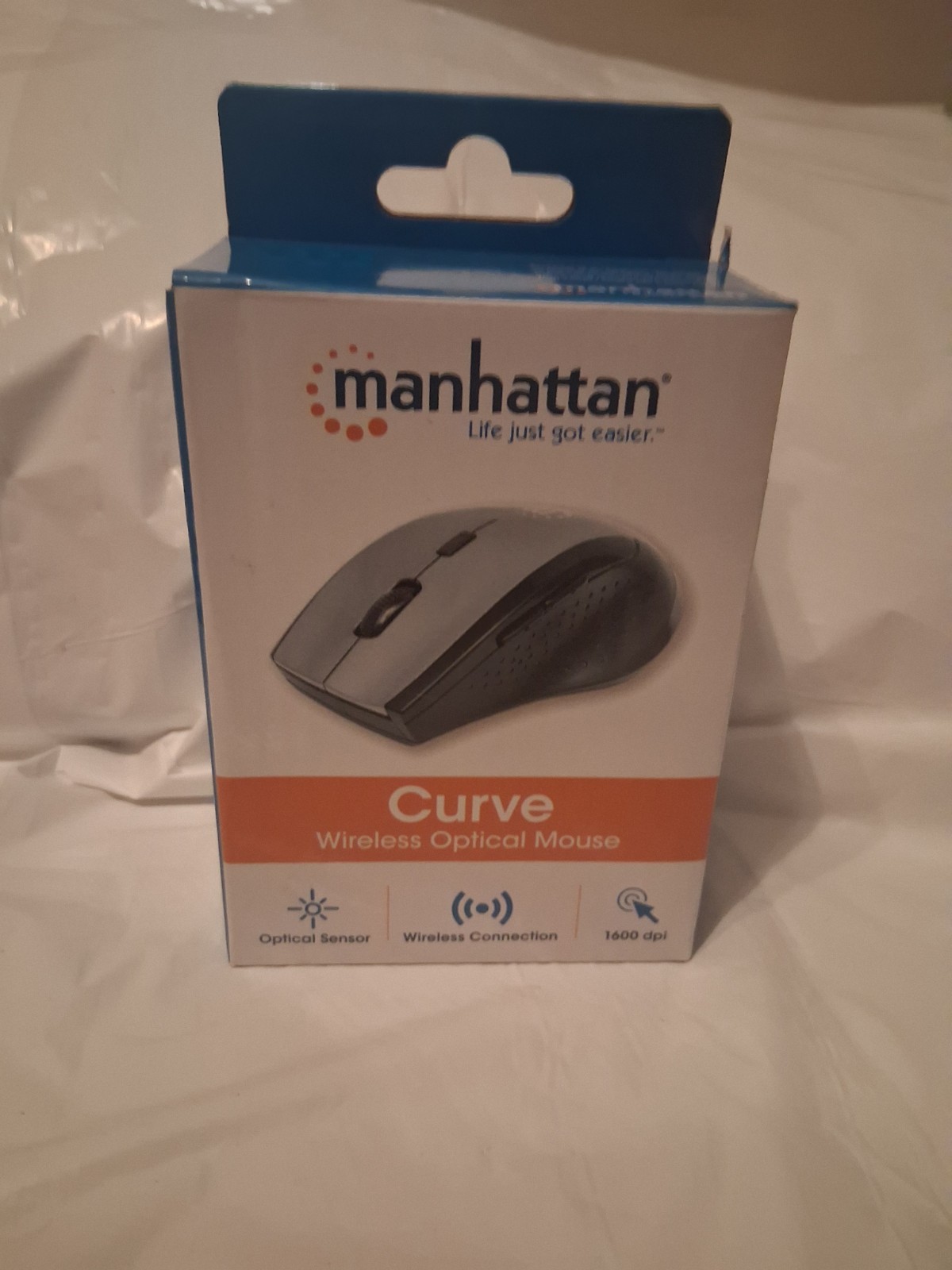 Manhattan Curve Wireless Mouse, Grey/Black, Adjustable DPI 800, 1200 or 1600dpi