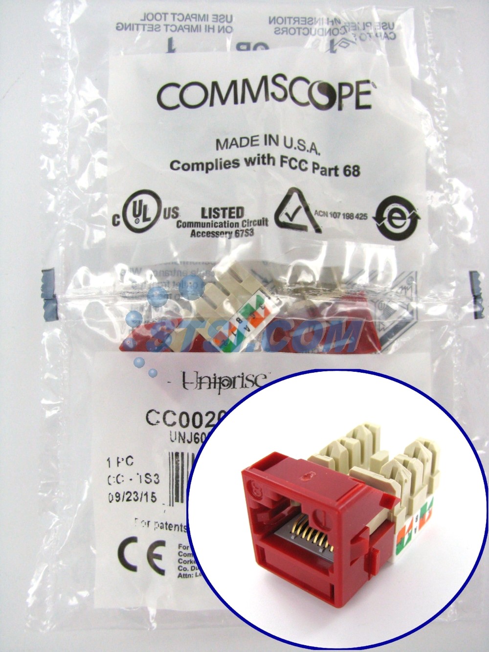 Commscope UNJ600-RD Uniprise Cat6 M-Series Modular Jack, Red ~STSI
