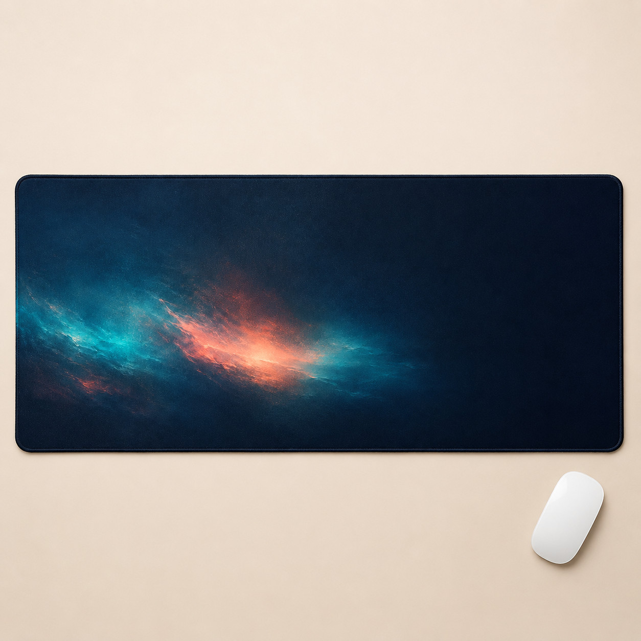 Blue Orange Cosmic Abstract Gaming Mouse Pad XXL Desk Mat 36x18