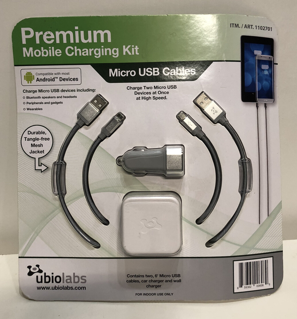 Ubiolabs Lightning Cables Mobile Charging Kit For Android Devices New