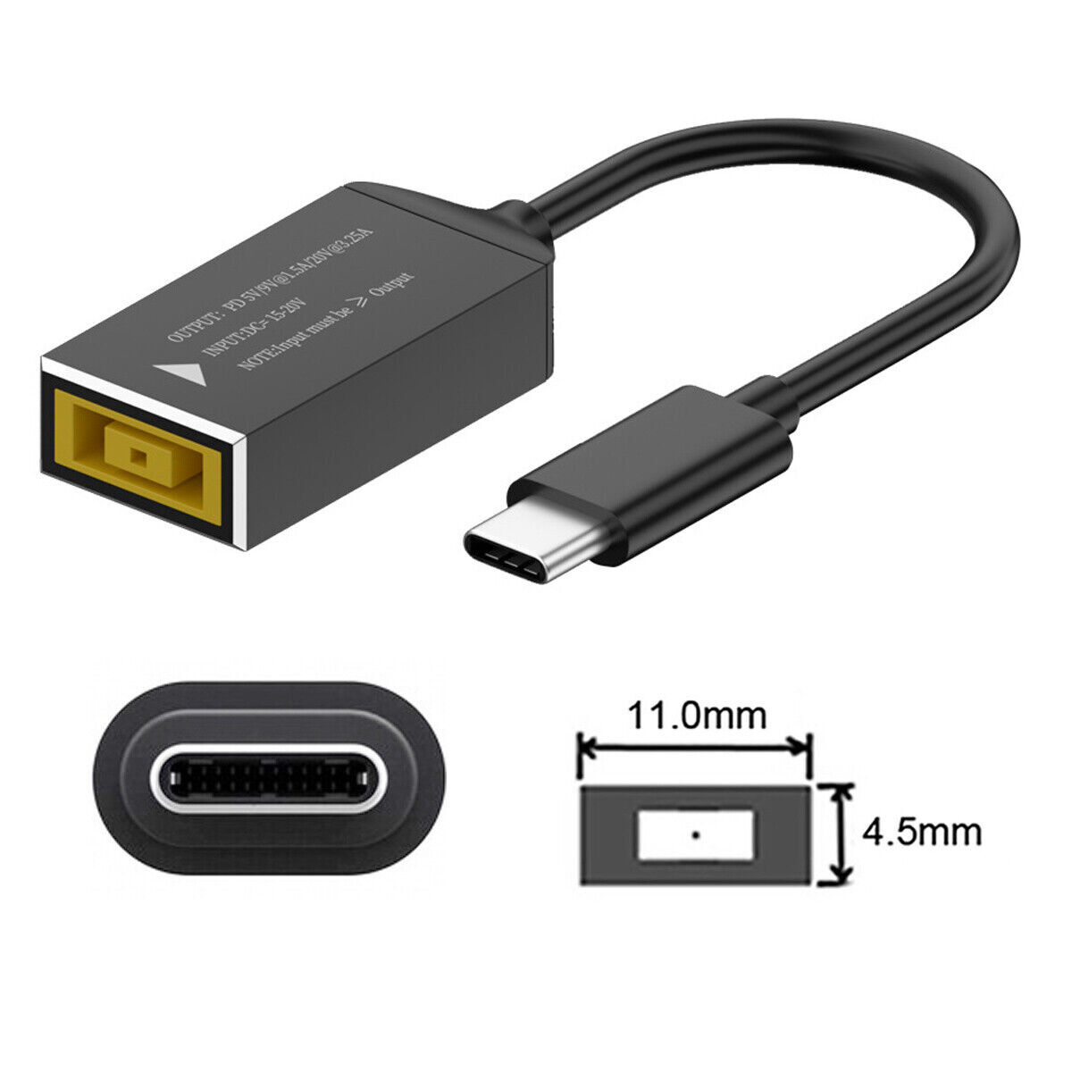 Cablecy DC 7.9x5.4mm Input to USB-C Type-C Power Plug Charge Cable PD9V 5V 20V