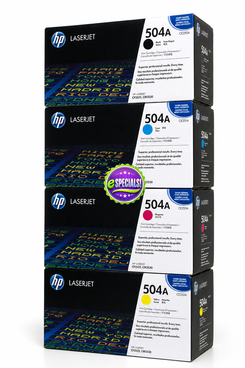 New Genuine HP 504A Toner Set, Excellent Condition Like Photo We Ship Fast