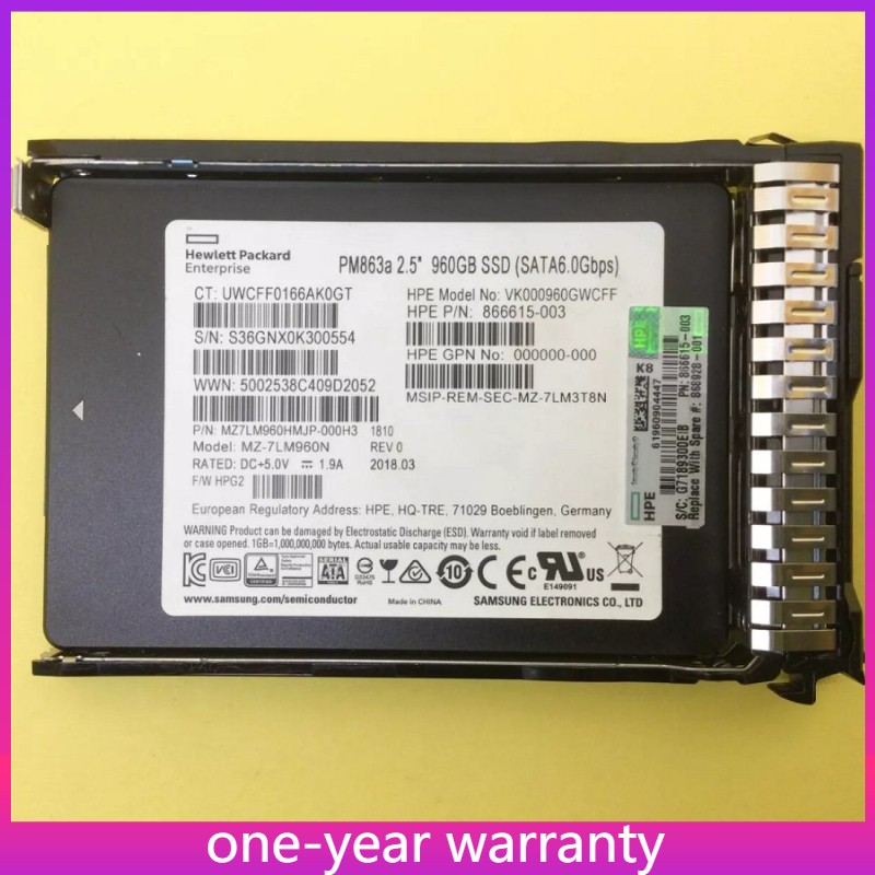 NEW HPE/Samsung 2.5" 960GB SATA 6G G10 Server SSD Replace P08692-001 P07926-B21
