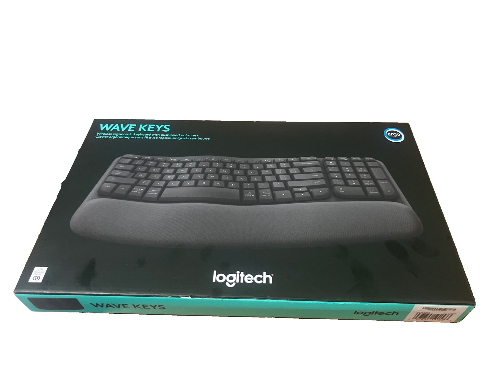 Logitech Wave Keys Bluetooth Ergonomic Keyboard Cushioned Palm Rest Black