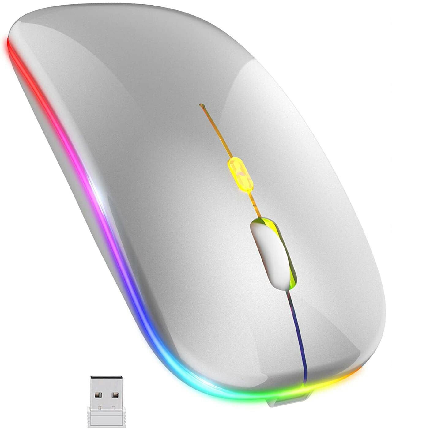 Wireless Bluetooth 5.1 Dual Mode Mouse LED Rechargeable Mice for Computer Laptop
