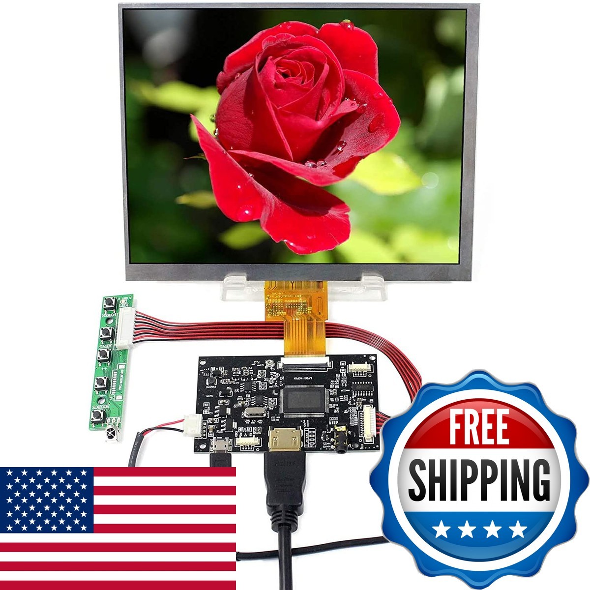 VSDISPLAY 8" 1024X768 IPS LCD HJ080IA-01E Controller Board