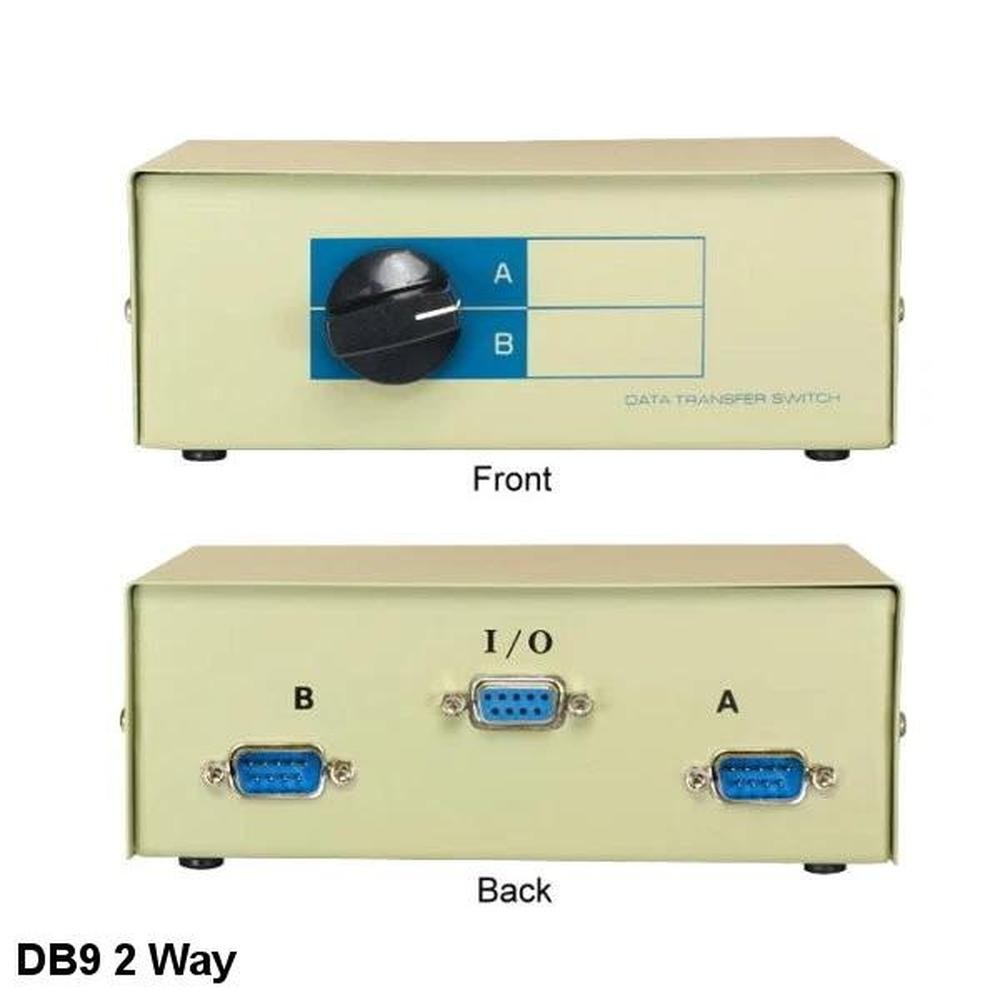DB9 AB 2-Male 1-Female Port Switch Serial 2-way Rotary Dial Heavy Duty