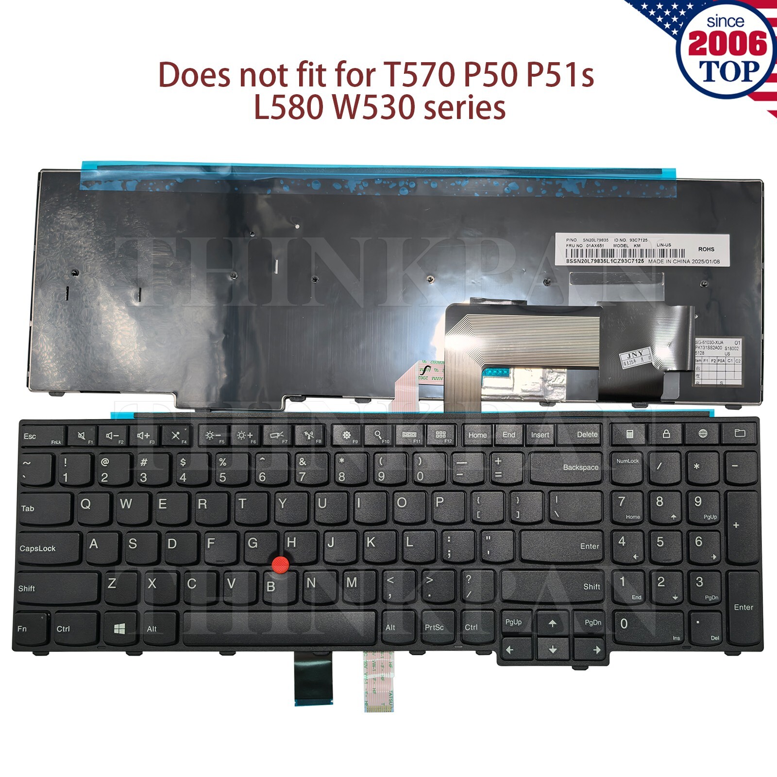 New US Keyboard Non-Backlit for Lenovo Thinkpad T540P T550 T560 P50s L540 L560