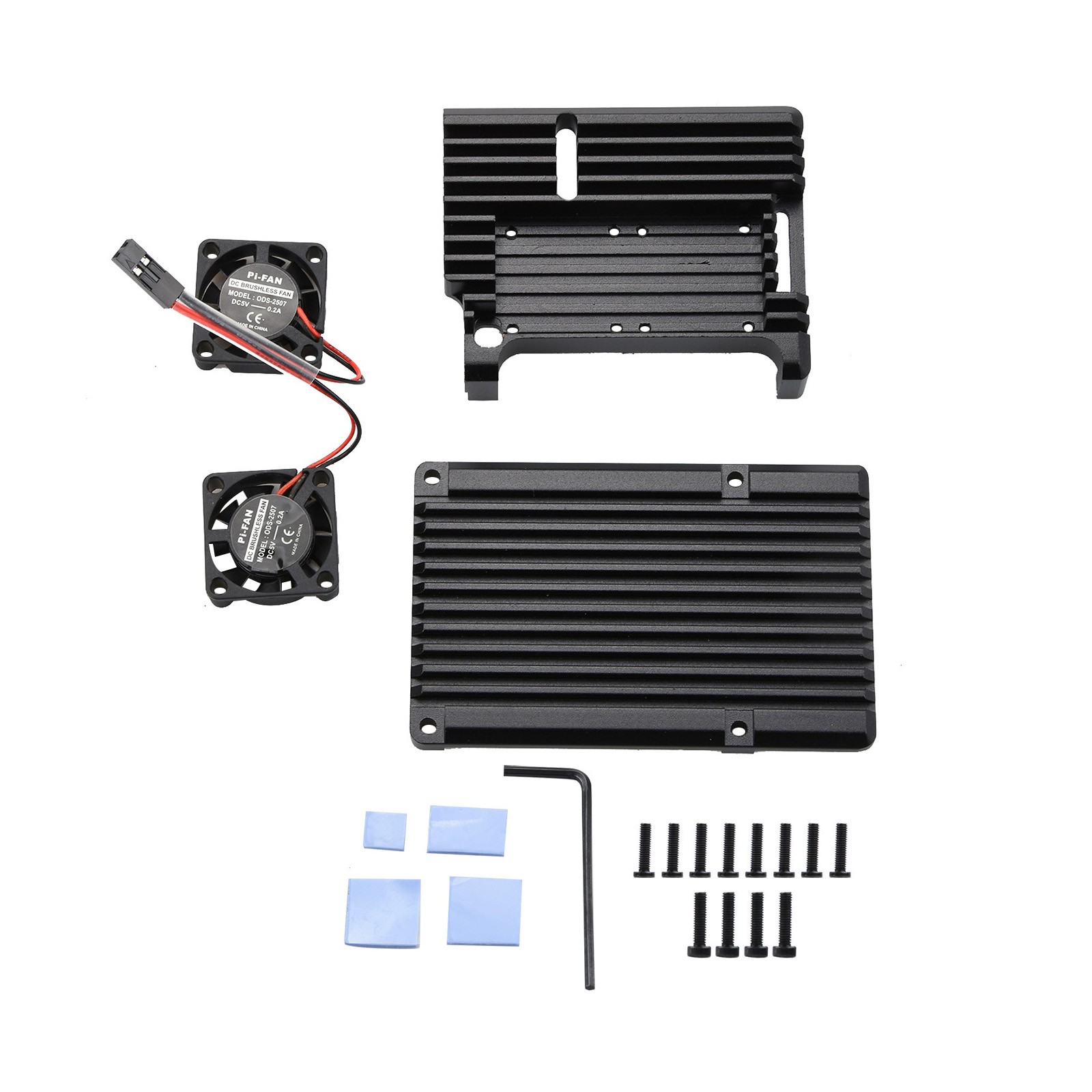 Metal Black Case Shell Box W/ Dual Fan Heatsink For Raspberry Pi 4 Model B 4B,