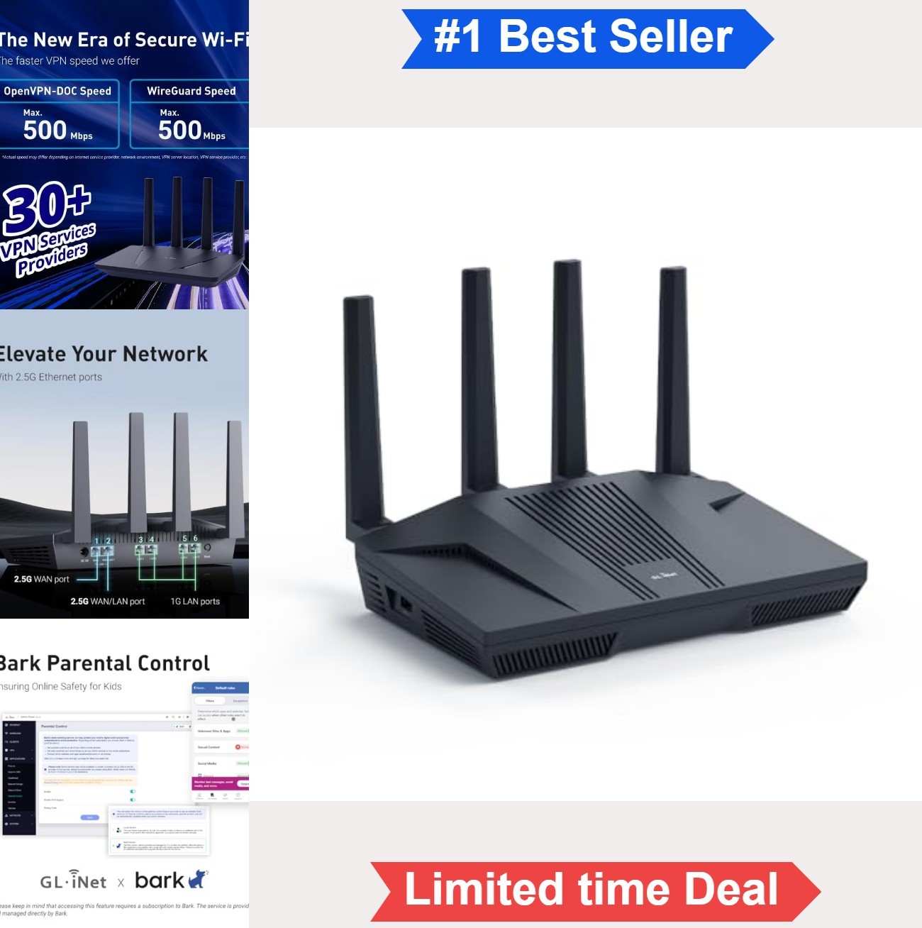 WiFi 6 Gaming Router 6 Gbps Dual 2.5G Ports 8 Stream For Online Gaming Streaming