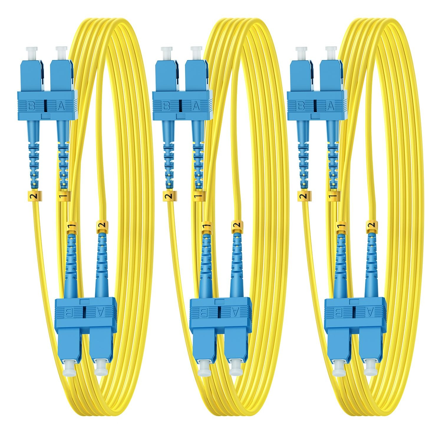 3 PCS OS2 SC To SC Single Mode Fiber Patch Cable Duplex 1G/10G 9/125um 1m