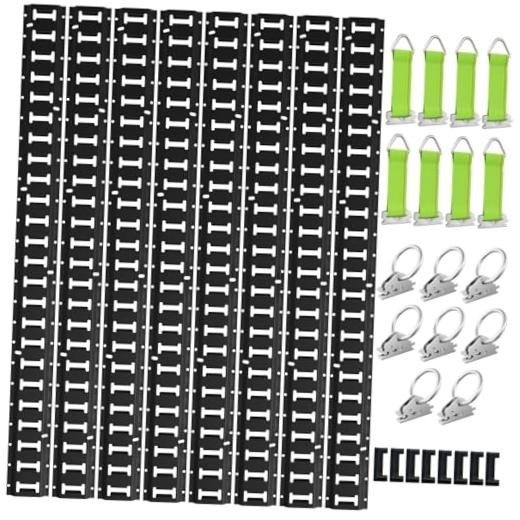 E Track Tie-Down Rail Kit,32PCS 4FT E-Tracks Set Includes 8 Steel 4ft Black