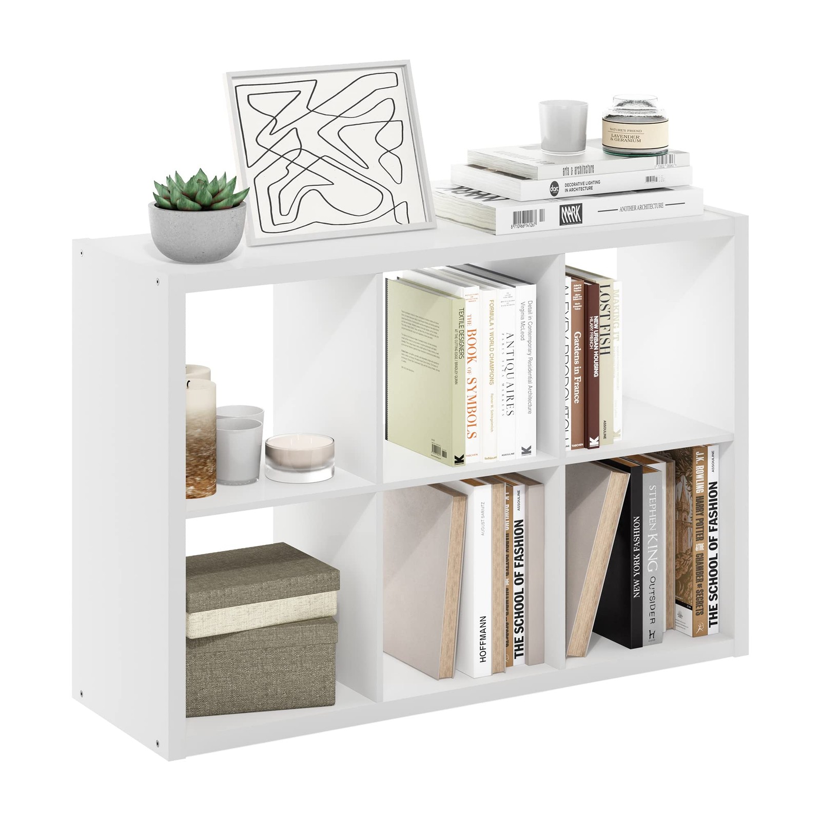 6 Cube Bookshelf Extra Thick Frame White Furinno Cubicle LU22005WH
