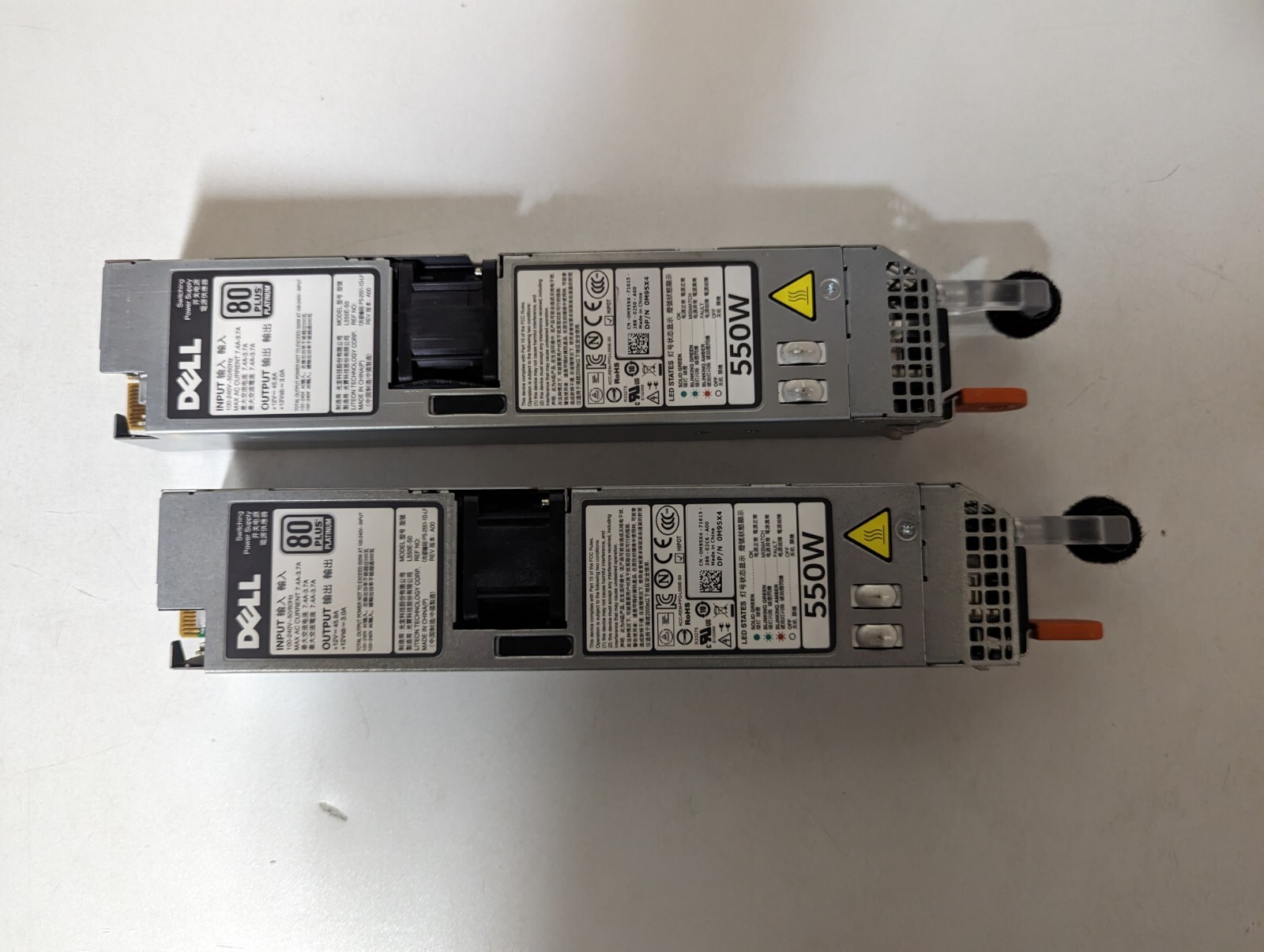 LOT OF 2 M95X4 0M95X4 DELL POWEREDGE R320 R420 550W REDUNDANT POWER SUPPLY PSU