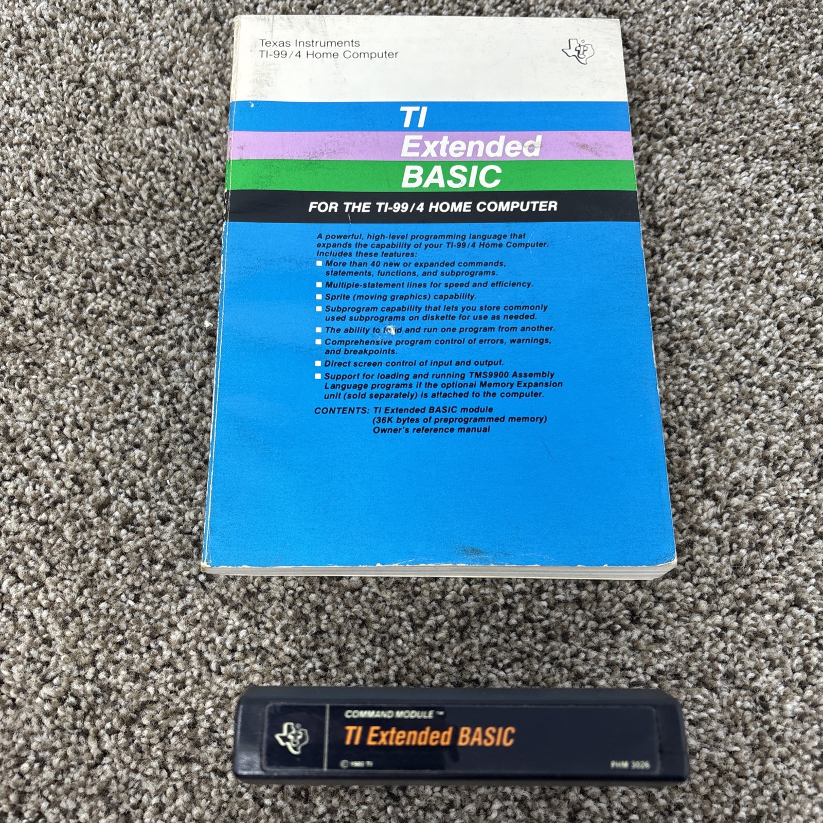 TI Extended Basic (PHM-3026) Texas Instruments Solid State Cartridge And Book