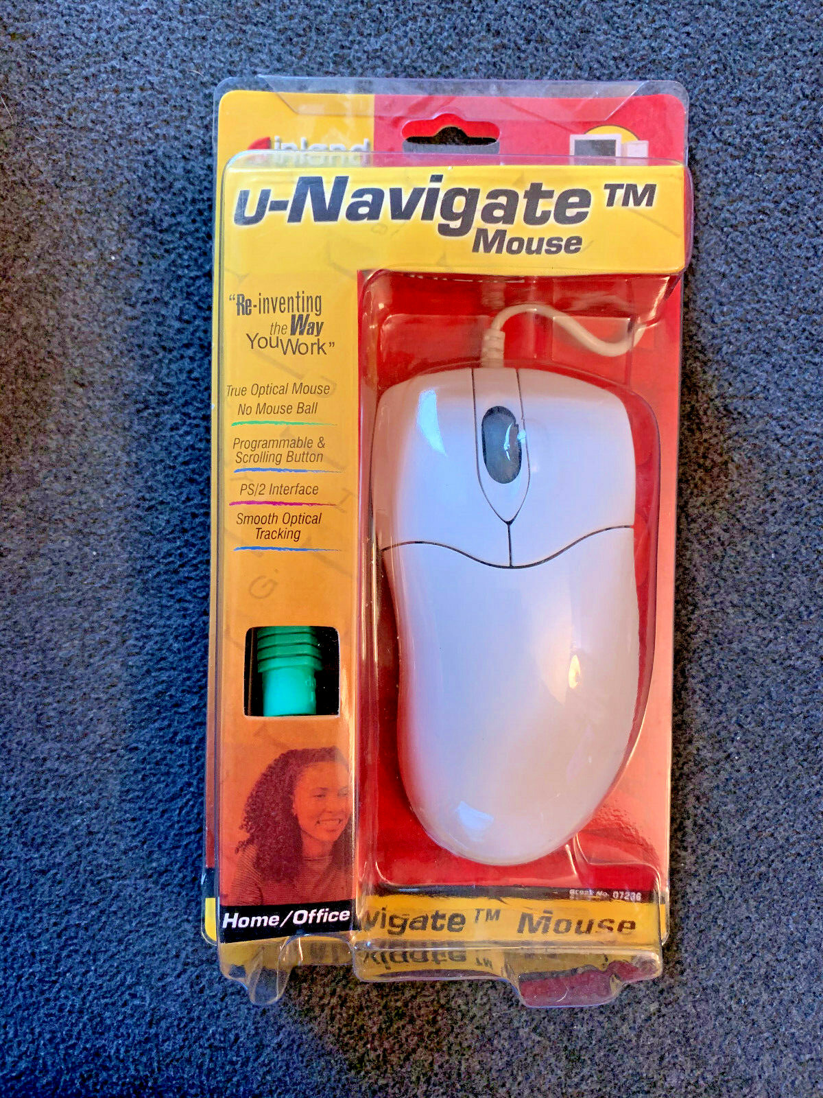 Vintage Inland U-Navigate #7236 PS/2 Interface Programmable Wired Optical Mouse