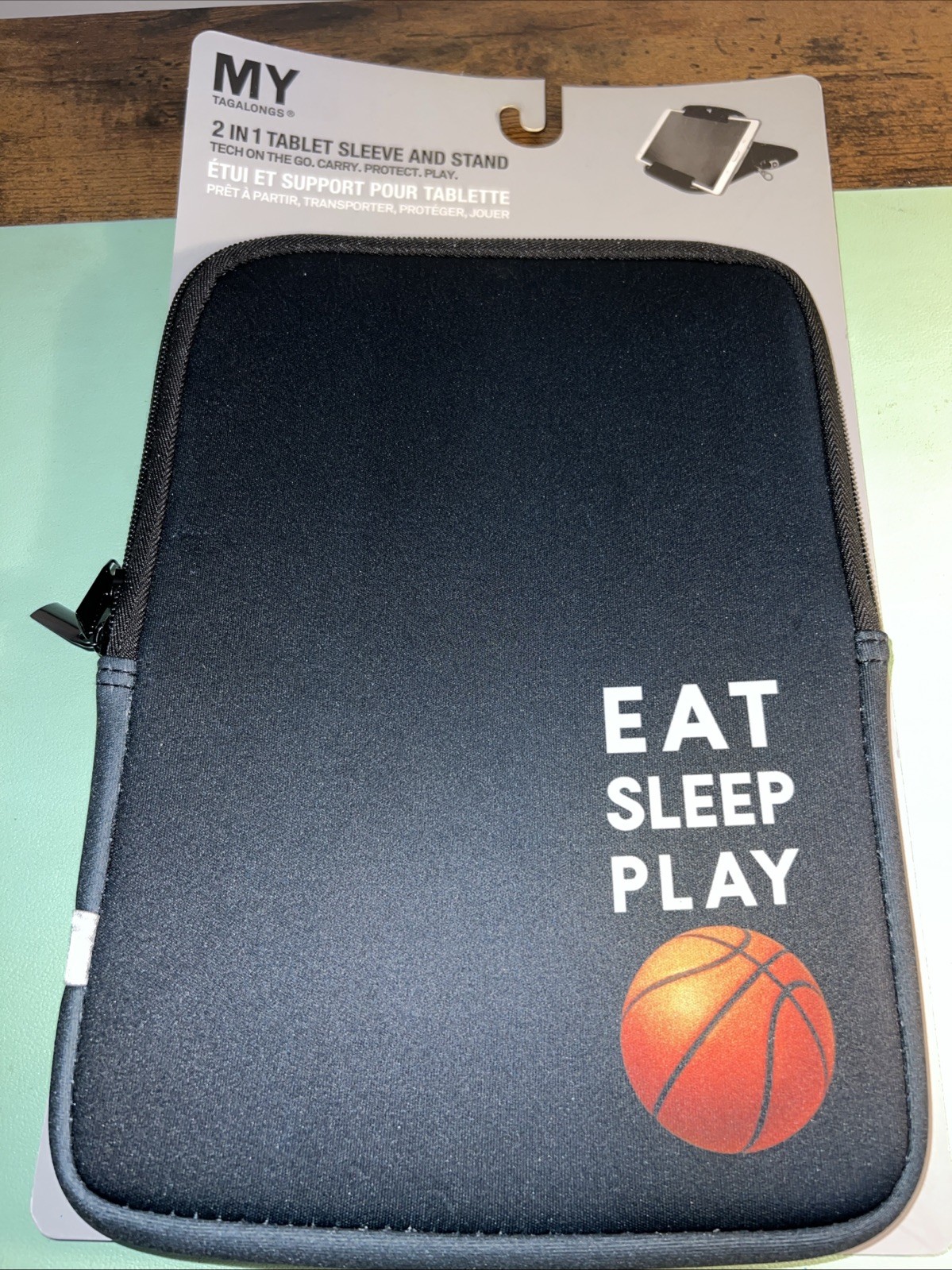 My Tagalong NEW Tablet Case 9 - 11 Inch, Eat Sleep Play Basketball, Black 2 In 1