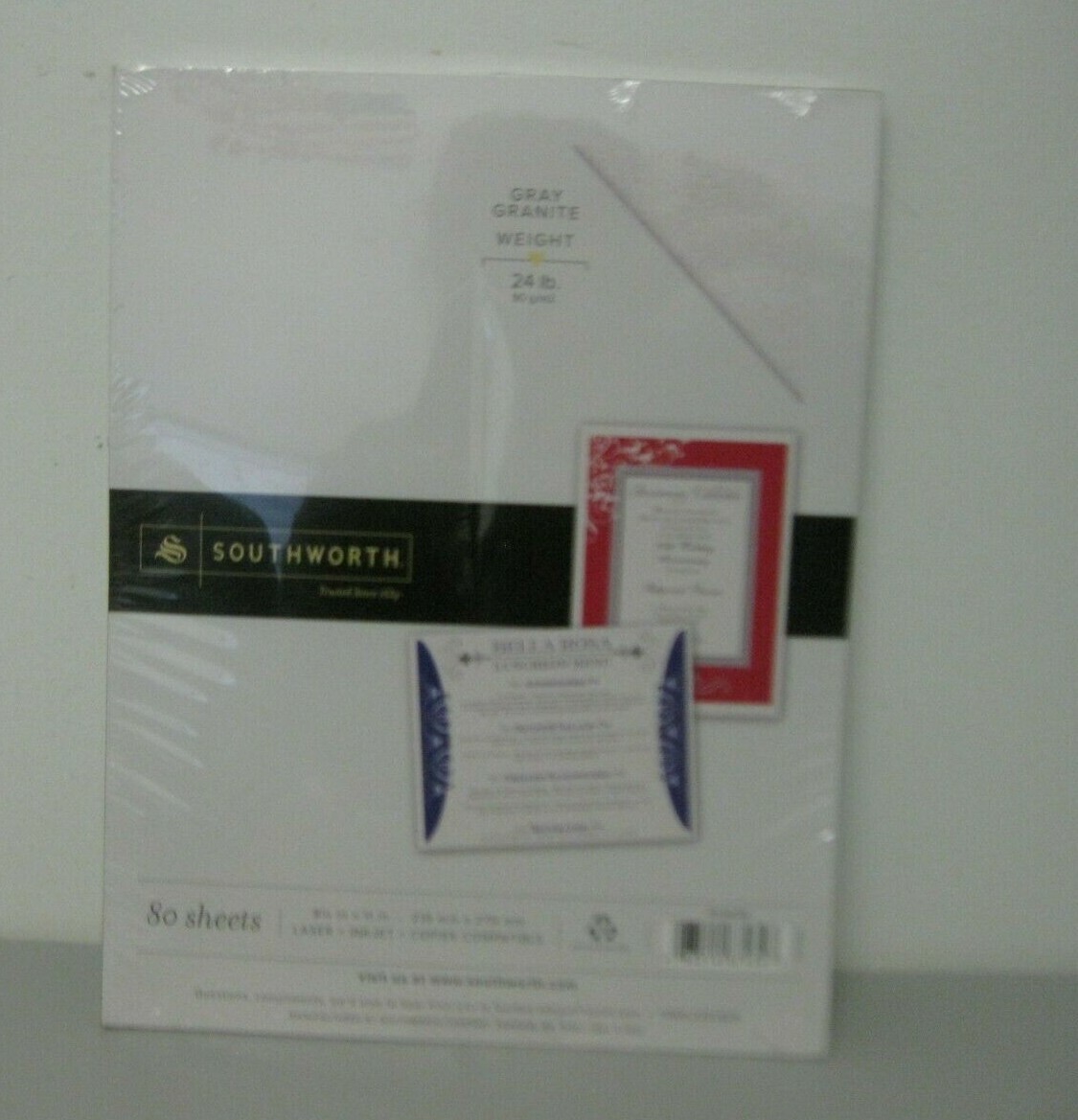 Southworth 24 lb Gray Granite Laser Ink Jet Printer Paper, 80 Sheets