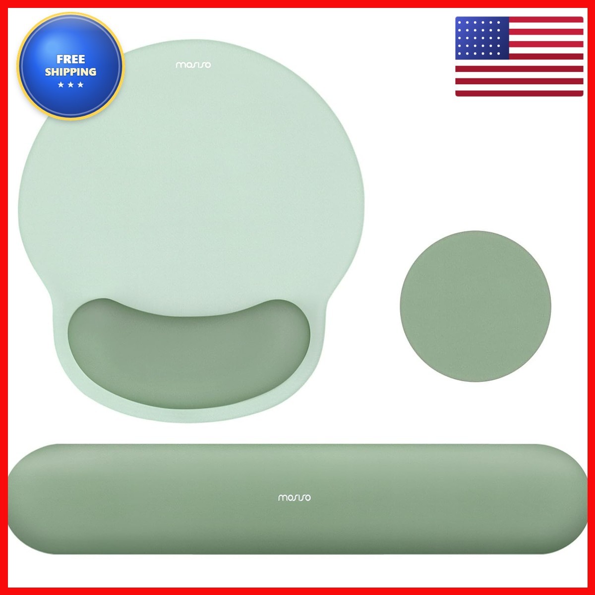 MOSISO Wrist Rest Support for Mouse Pad & Keyboard Set, Antique Green