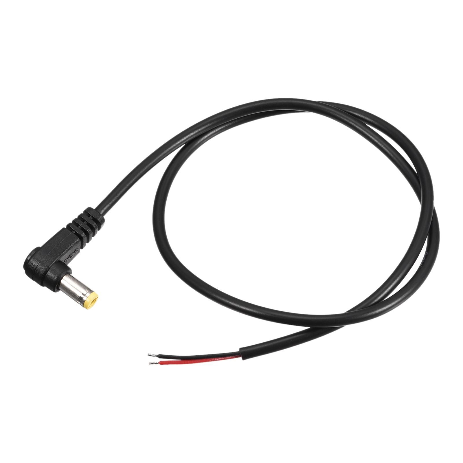 5.5mm x 2.1mm DC Power Extension Cable 90 Degree Angle Male Plug 0.5m 2Pcs