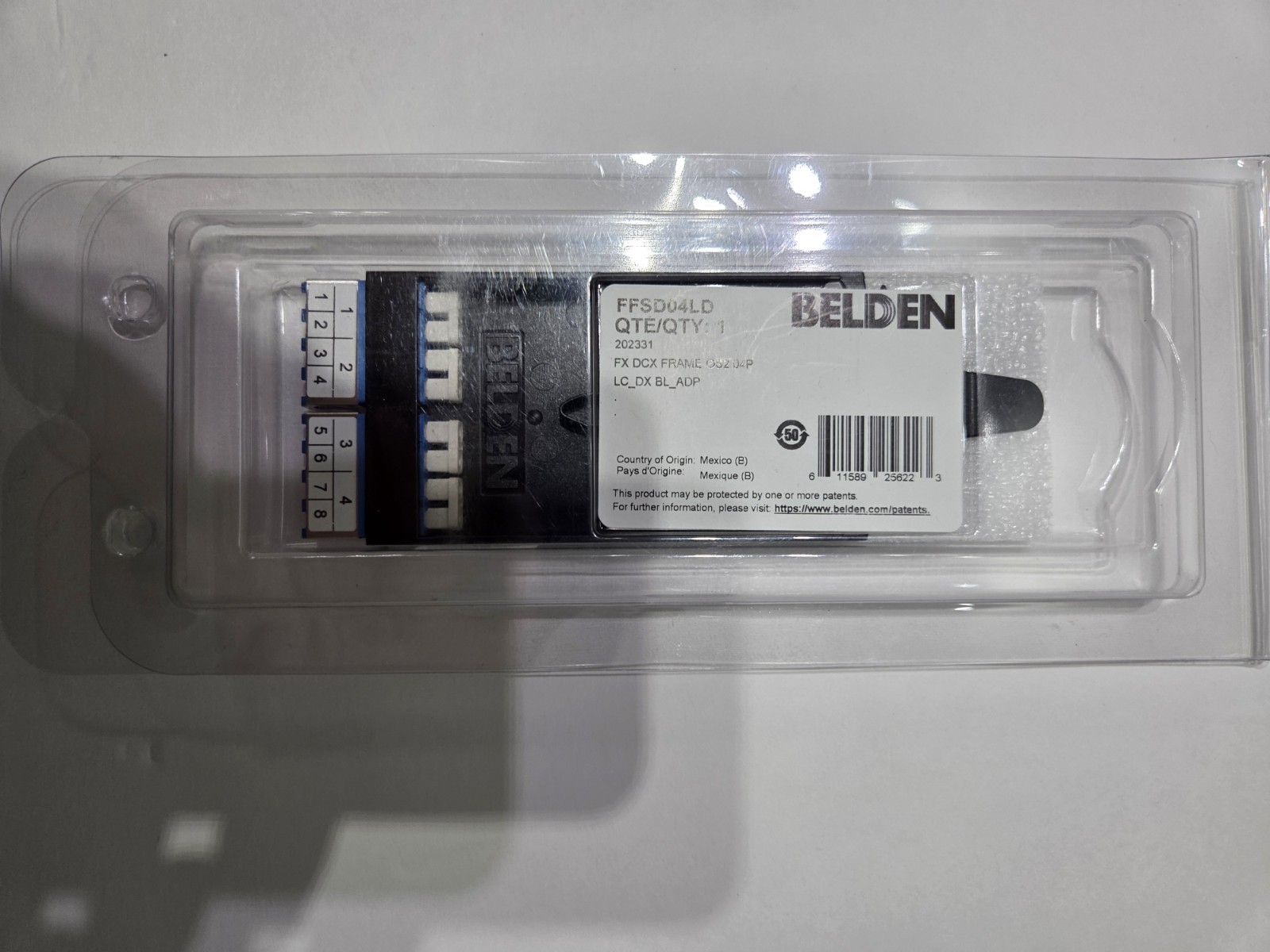 Belden FFSD04LD FX DCX Frame OS2 4-Port LC Duplex Adapter Blue Singlemode NEW