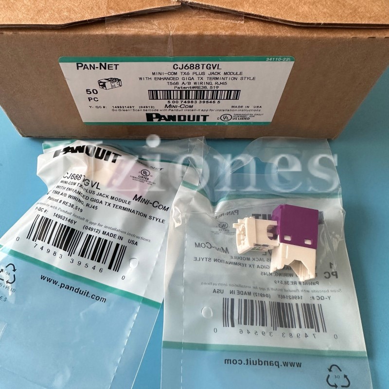 Box of 50PCS For Panduit Giga TX CJ688TGVL Mini-Com CAT6 TX6-Plus Jack Module US