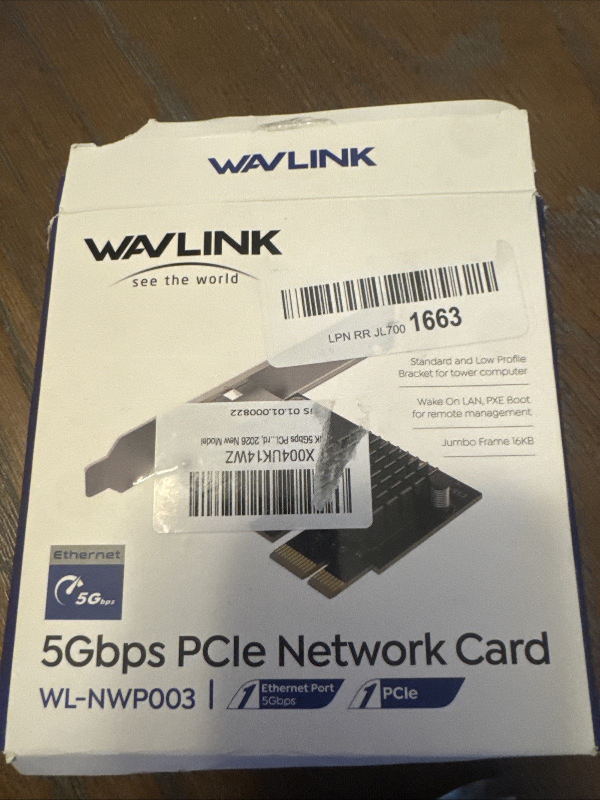 WAVLINK 5G Base-T PCIe Network Card PCI Express Ethernet Low Profile Bracket