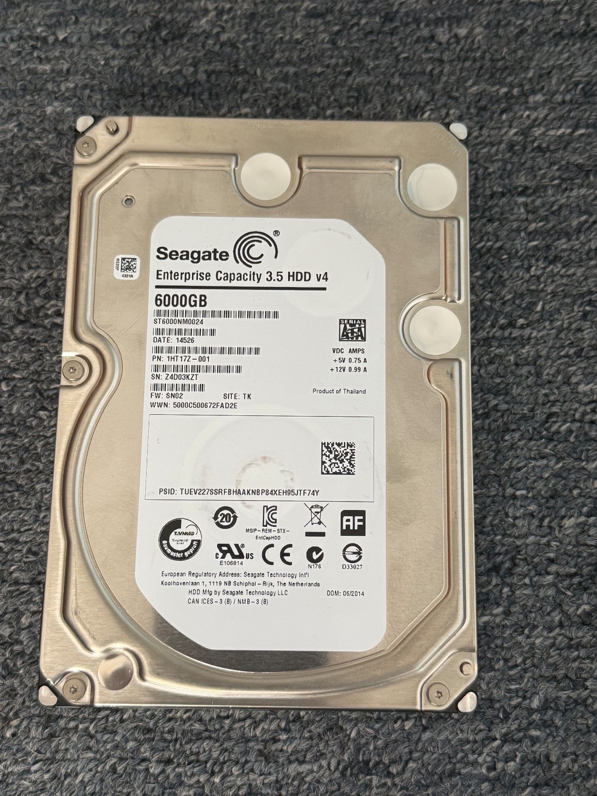 Seagate 6TB 3.5" SATA 6G V4 Desktop PC NAS Hard Drive ST6000NM0024 1HT17Z-005