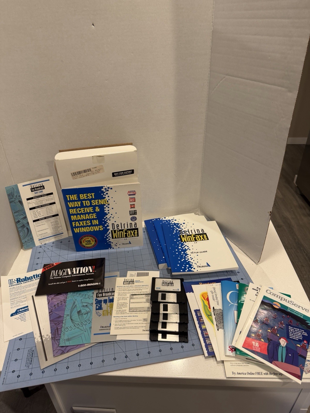 WinFax Pro Version 4.0 Windows Delrina Big Box 3.5” Floppy Disk Vintage Software