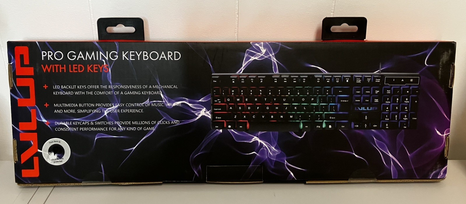 LVLUP LU734 Pro Gaming Keyboard – LED Backlit Wired USB – NEW/Unopened lighted