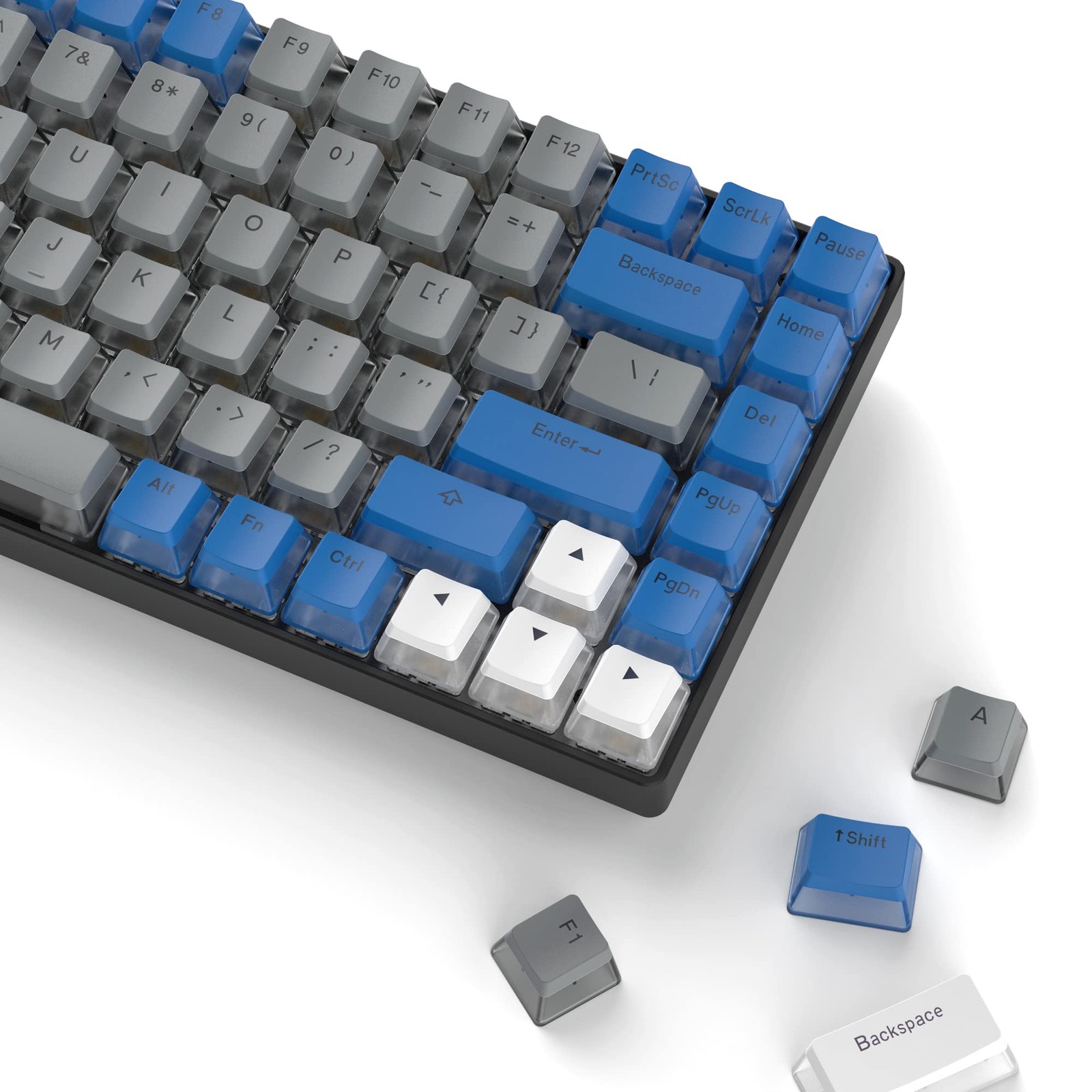 164 Keys Blue PBT Pudding Shine Through Keycap OEM Fits 60/65/75/100 Percent