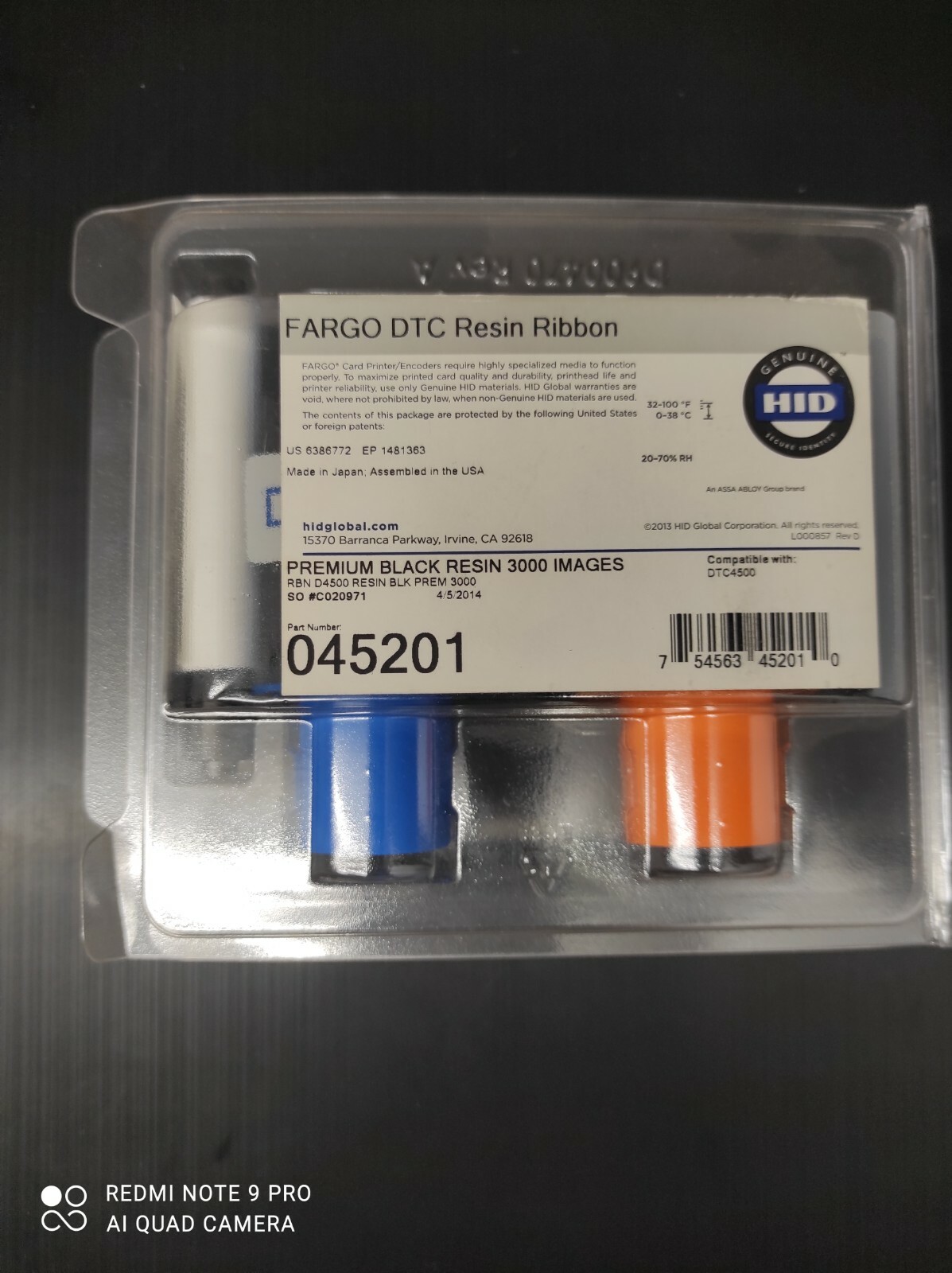 Fargo 045201 Premium Black ribbon for DTC4500 - 3000 Prints