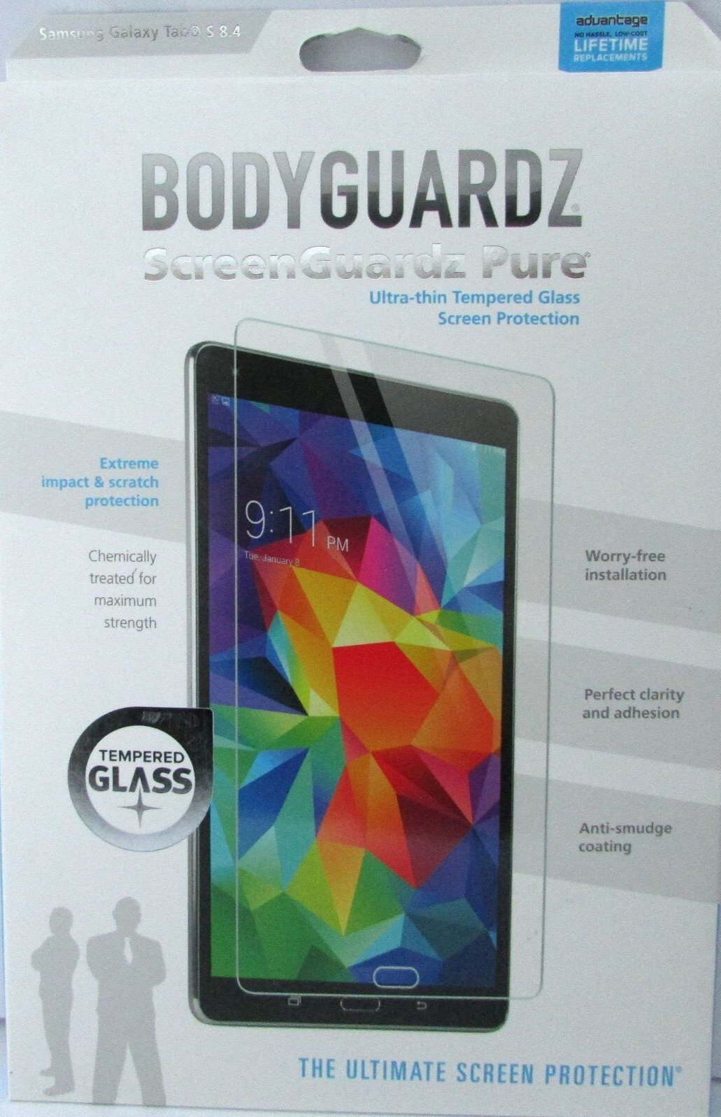 Bodyguardz Pure tempered Glass Screen Protector Samsung Tab S 8.4 Brand New Seal
