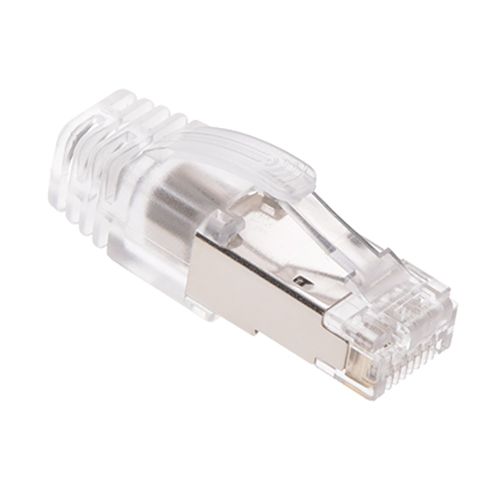 5 Pack of RJ45 CAT8 Shielded Plug 50Micron 3prong with Clear Boot (20pack)