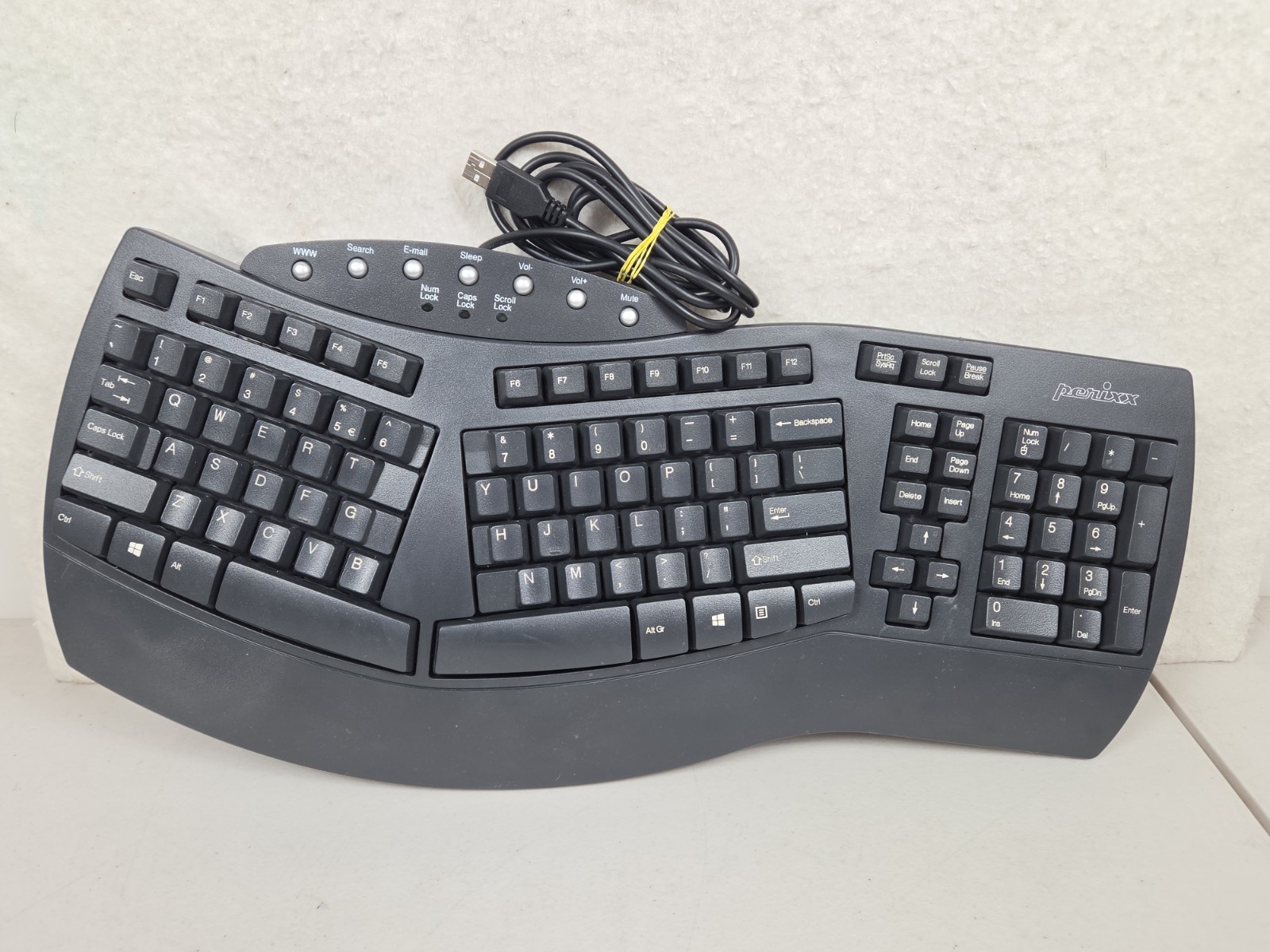 Perixx Keyboard Periboard-512 Split Natural Wrist Posture Ergonomic Design Black