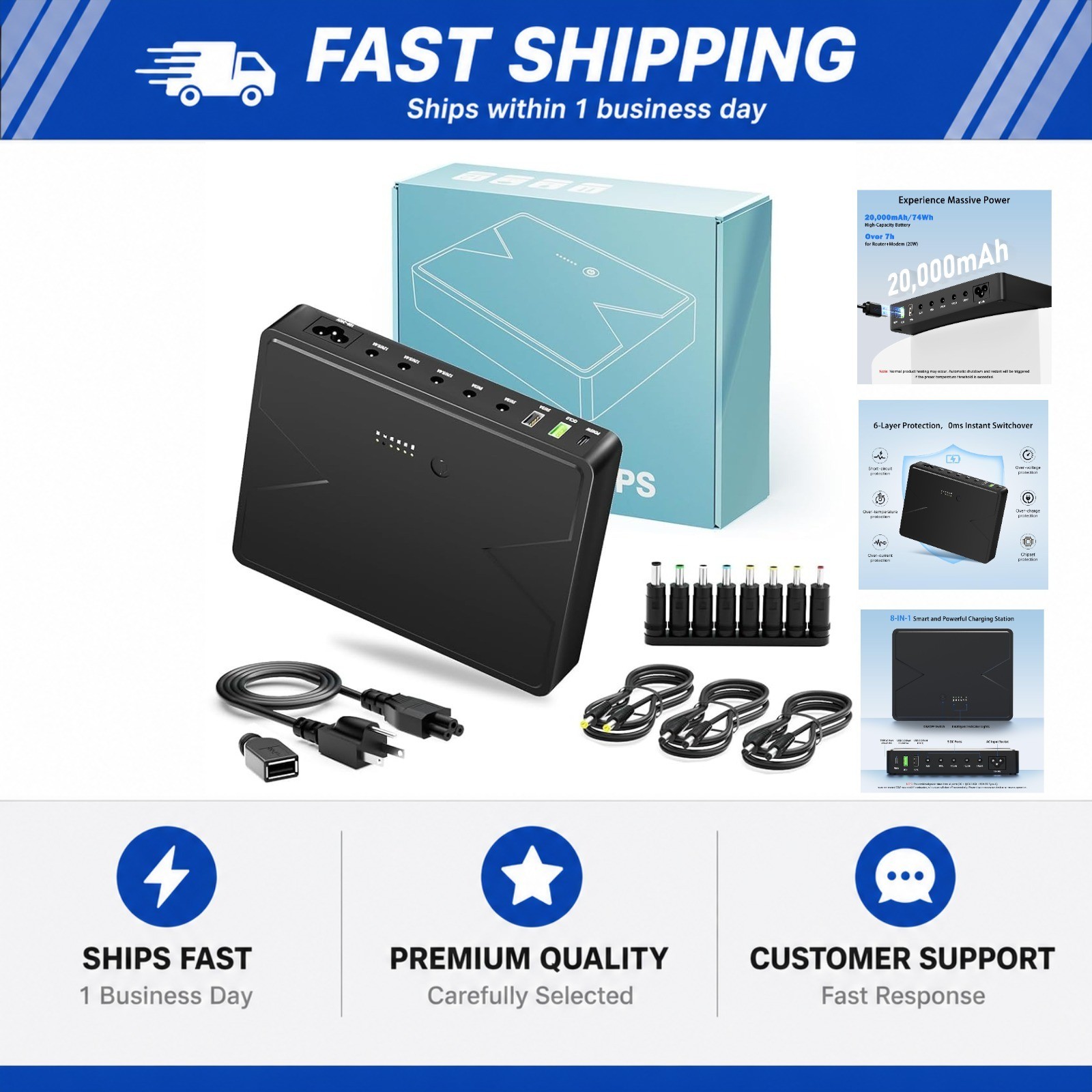 14 PCS Mini UPS 20000mAh Battery Backup & Surge Protector